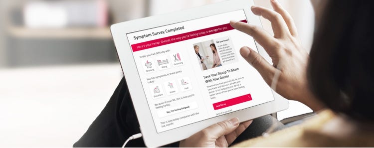 Symptom Tracker Survey on tablet