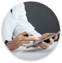 Healthcare provider using tablet