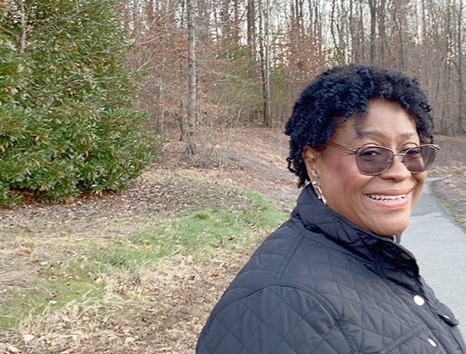 patient Lisa outside walking